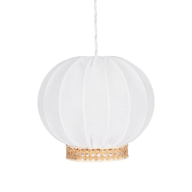 Lampa wisząca kula japandi biała rattan Yokohama